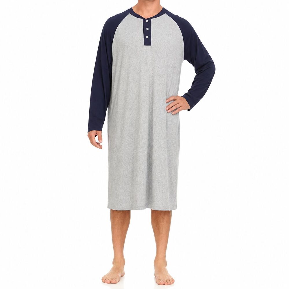 London Polo Nightshirt NEW Mens Small Henley Lounge Pajama Nightgown Sleep Top